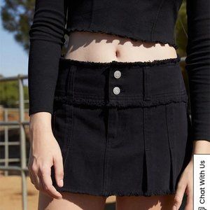 PacSun Double Button Pleated Denim Skirt
